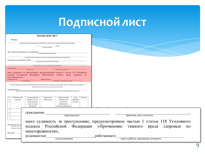 Подписной лист 9